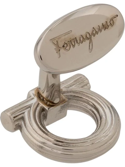 Shop Ferragamo Gancini Cufflinks In Silver