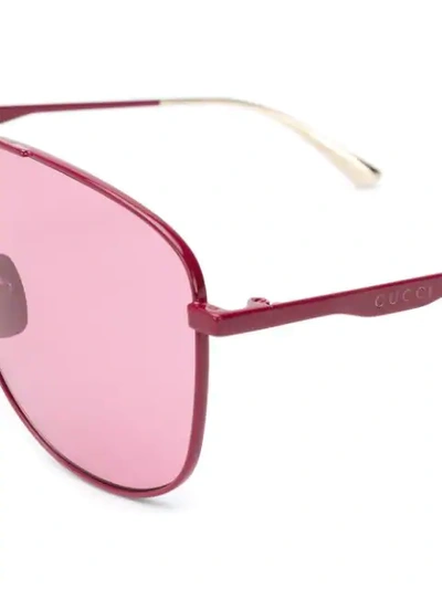 Shop Gucci Aviator Frame Sunglasses In Pink