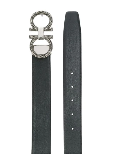 Shop Ferragamo Salvatore  Adjustable Gancini Belt - Black