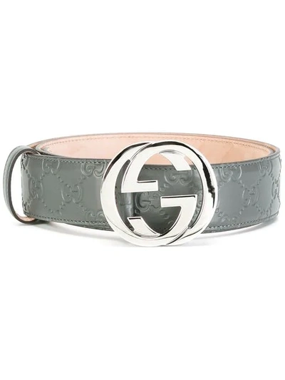 Shop Gucci Gg Supreme Belt In Grey