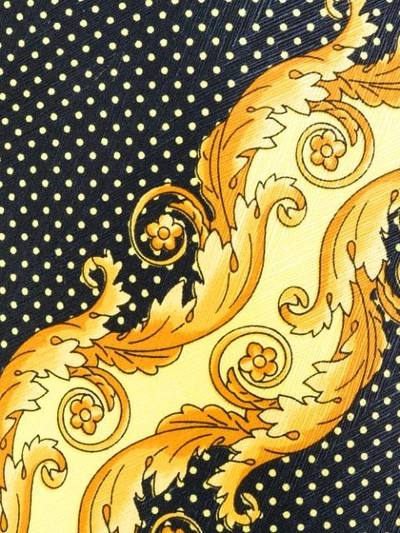 Pre-owned Versace Baroque Printed Dotted Tie In Yellow