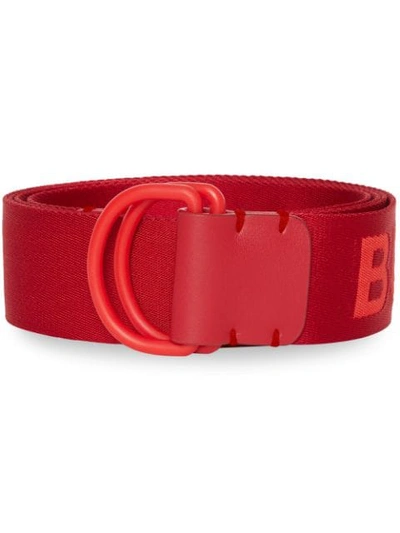 Shop Burberry Logo Detail Double D-ring Belt In Red