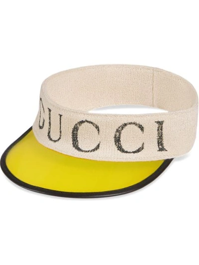Shop Gucci Logo Print Visor In Yellow