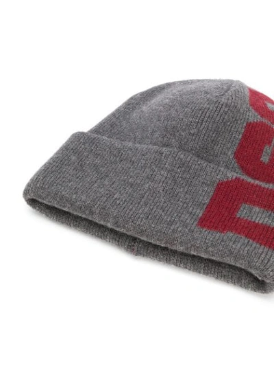 Shop Dsquared2 Logo Embroidered Beanie In Grey