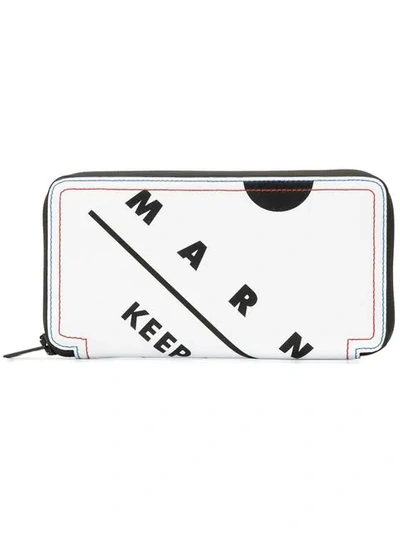 Shop Marni Keep Upright Print Wallet In White