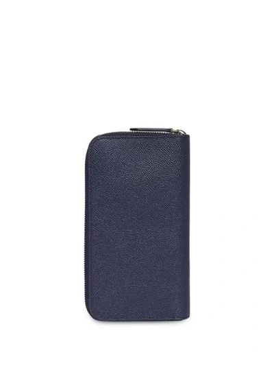 Shop Burberry Grainy Leather Ziparound Wallet In Blue