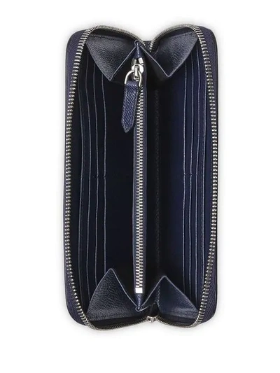 Shop Burberry Grainy Leather Ziparound Wallet In Blue