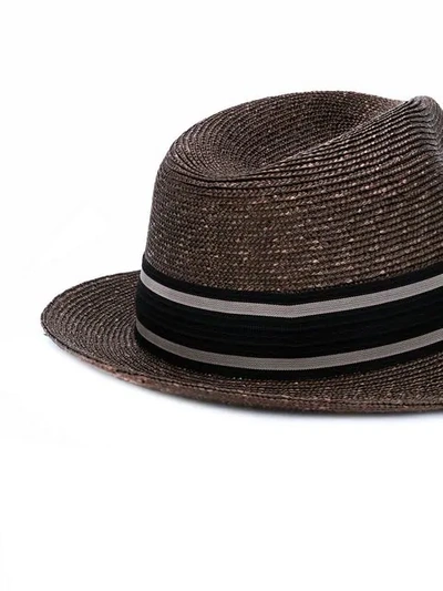 Shop Etro Fedora Hat In Brown
