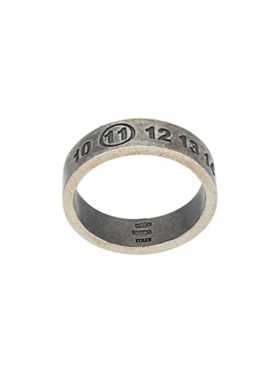 Shop Maison Margiela Logo Engraved Ring In 961 Silver