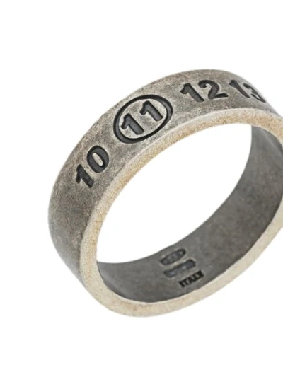 Shop Maison Margiela Logo Engraved Ring In 961 Silver
