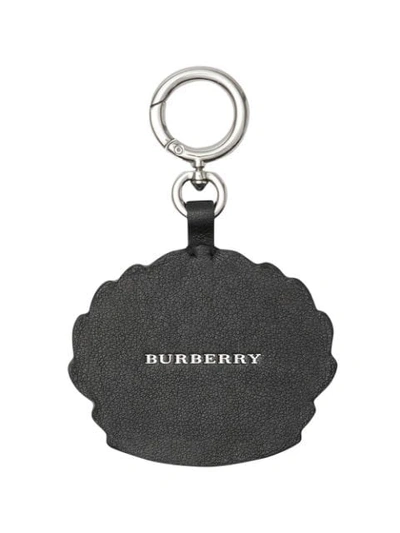 Shop Burberry Crest Print Leather Key Charm In Black