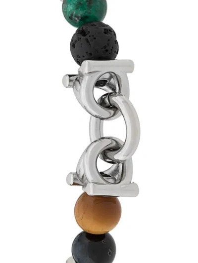 Shop Ferragamo Semi-precious Stone And Gancini Bracelet In Black