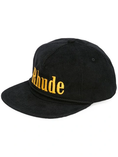 Shop Rhude Corduroy Baseball Cap In Black
