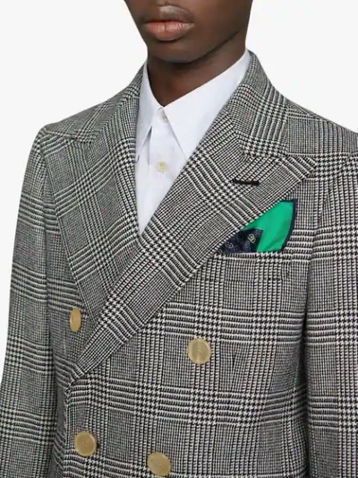 Shop Gucci Pocket Square With Horsebit Rhombus Print In Blue