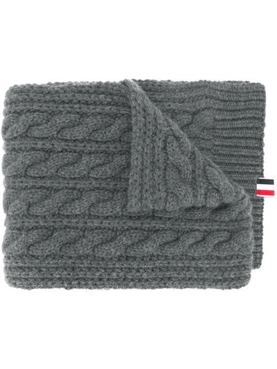 Shop Thom Browne Chunky Cable Cashmere Scarf In 035 Medium Grey