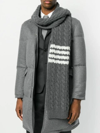 Shop Thom Browne Chunky Cable Cashmere Scarf In 035 Medium Grey