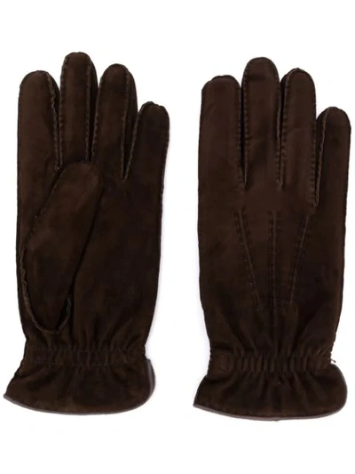 Shop Brunello Cucinelli Stitching Detail Gloves In Cu979 Brown