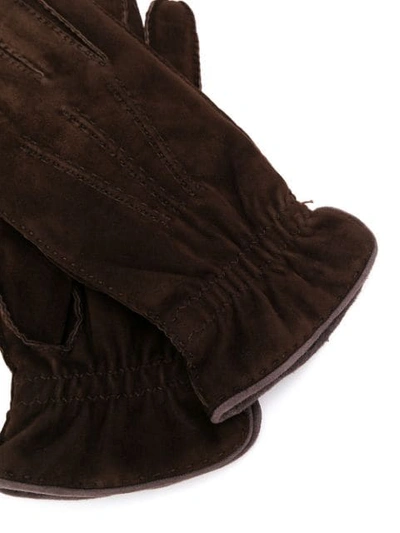 Shop Brunello Cucinelli Stitching Detail Gloves In Cu979 Brown