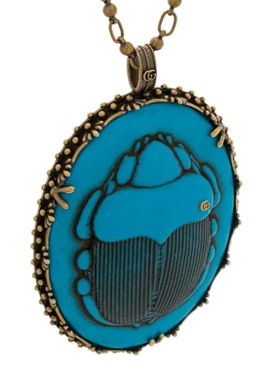 Shop Gucci Beetle Necklace - Blue