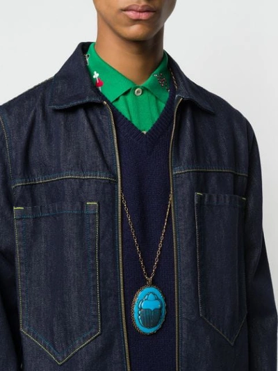 Shop Gucci Beetle Necklace - Blue