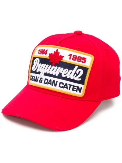 Shop Dsquared2 Logo Patch Cap In Red