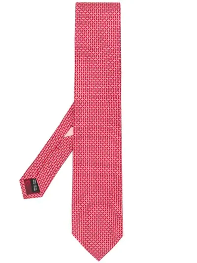 Shop Ferragamo Printed Tie In Red