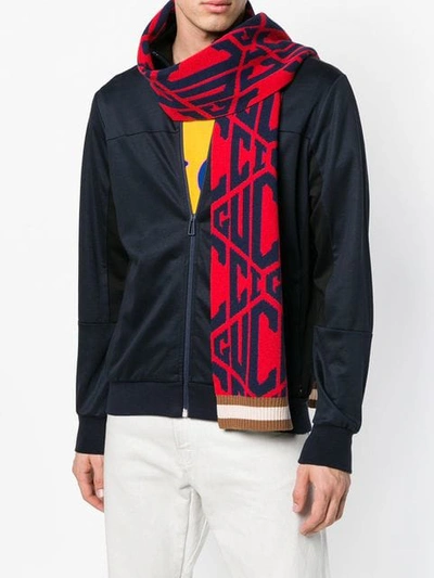 Shop Gucci Logo Printed Scarf In Red