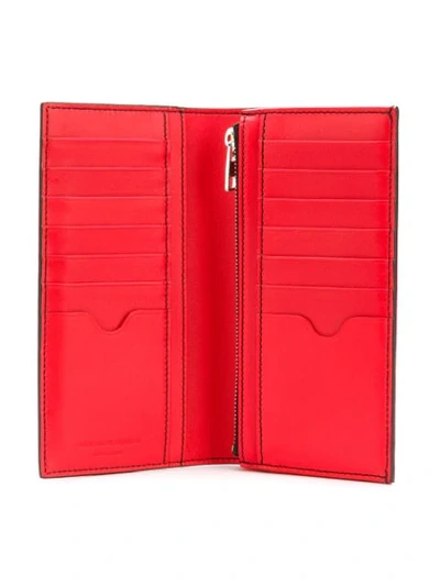 Shop Alexander Mcqueen Vertical Plaid Patterned Cardholder - Red