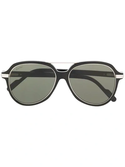 Shop Cartier C Décor Sunglasses In Black