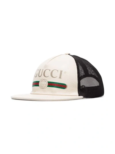 GUCCI LOGO PRINTED BASEBALL CAP - 白色