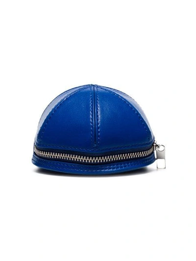 Shop Kenzo Blue Tiger Motif Leather Cap Wallet