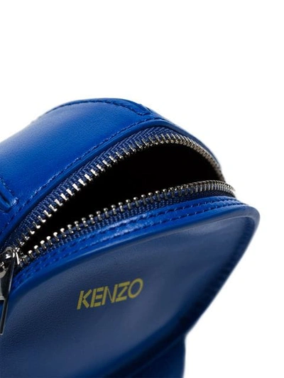 Shop Kenzo Blue Tiger Motif Leather Cap Wallet
