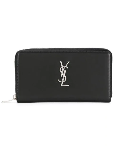 Shop Saint Laurent Ysl Logo Wallet In Black