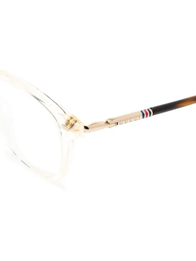 Shop Gucci Eyewear Square Frame Glasses - Neutrals