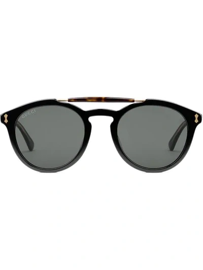 Shop Gucci Round-frame Acetate Sunglasses In Black