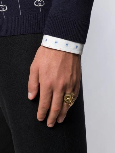 Shop Gucci Antico Engraved Ring In 0933 Oro Antico