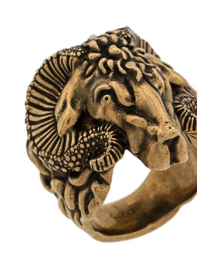 Shop Gucci Antico Engraved Ring In 0933 Oro Antico