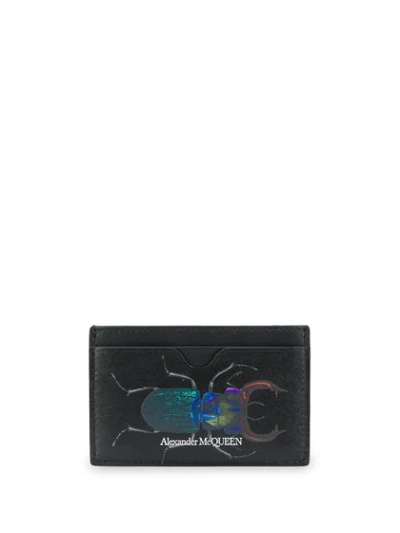 Shop Alexander Mcqueen Bug Print Cardholder In Black