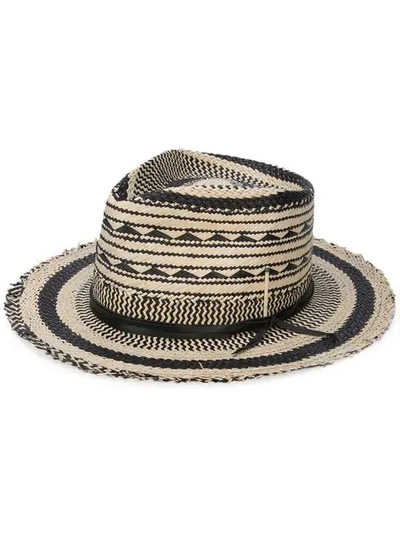 Shop Nick Fouquet Geometric Patterned Hat In Nat/blk