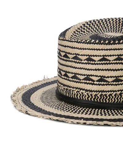 Shop Nick Fouquet Geometric Patterned Hat In Nat/blk