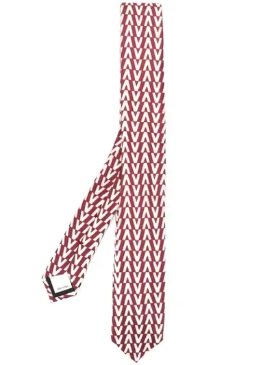 VALENTINO 错觉感LOGO领带 - 红色