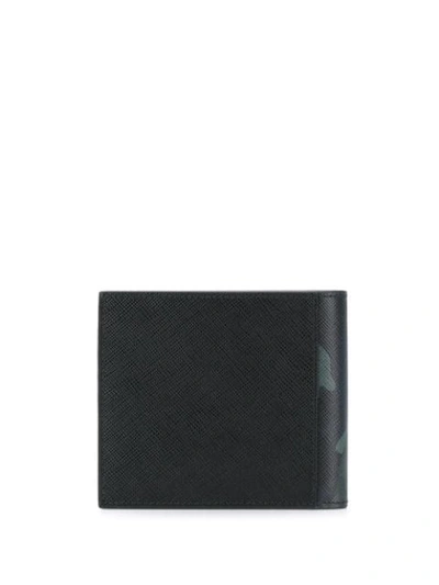 Shop Prada Camouflage Detailed Saffiano Leather Wallet In F0yza Nero+blu Camouf