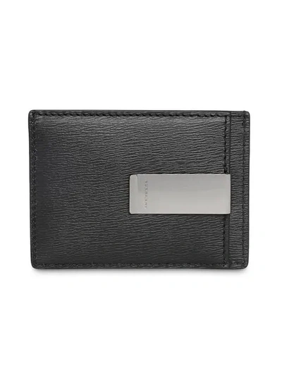 Shop Burberry London Leather Money Clip Card Case In Black