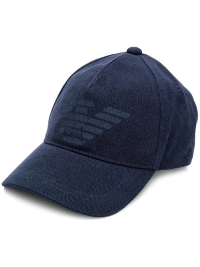 Shop Emporio Armani Logo Hat In Blue