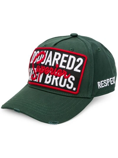 Shop Dsquared2 Embroidered Superior Baseball Cap In Green