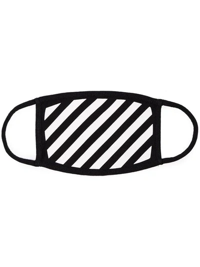 Shop Off-white Black And White Striped Cotton Mask