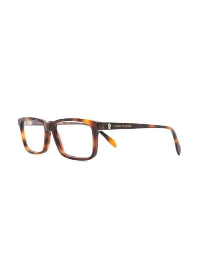Shop Alexander Mcqueen Eyewear Square Glasses - Brown