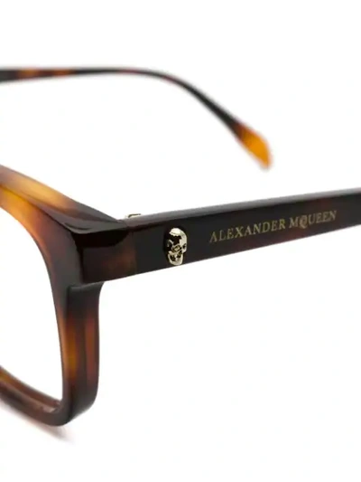 Shop Alexander Mcqueen Eyewear Square Glasses - Brown