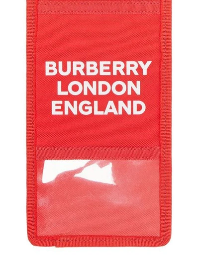 Shop Burberry Logo Print Card Case Lanyard In A1383 Bright Militray Red