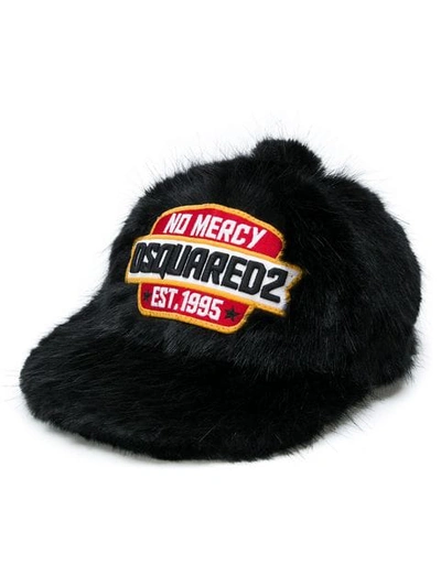 Shop Dsquared2 No Mercy Fur Baseball Cap In Black